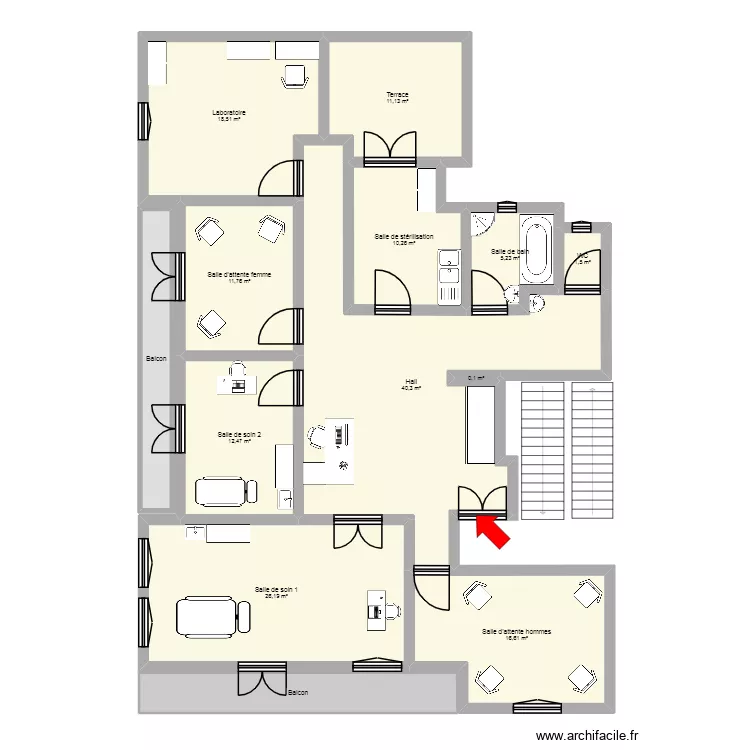bira. Plan de 13  et 170 m²