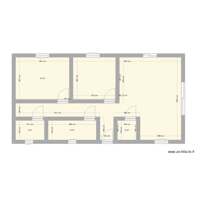 Maison 1. Plan de 5 pièces et 65 m2