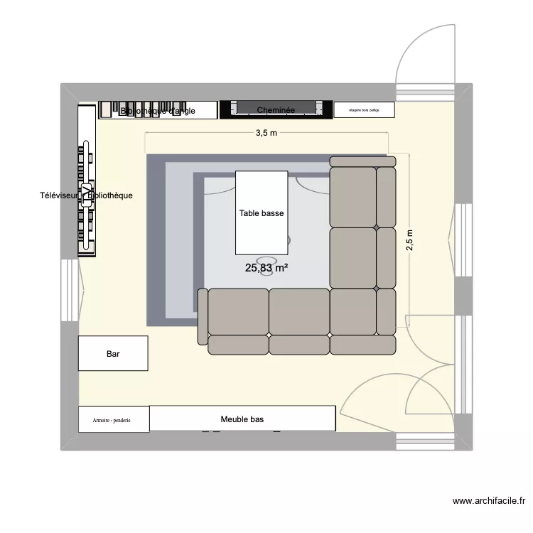 Salon. Plan de 1 Pièce et 26 m² Salon. Plan de 1 Pièce et 26 m²