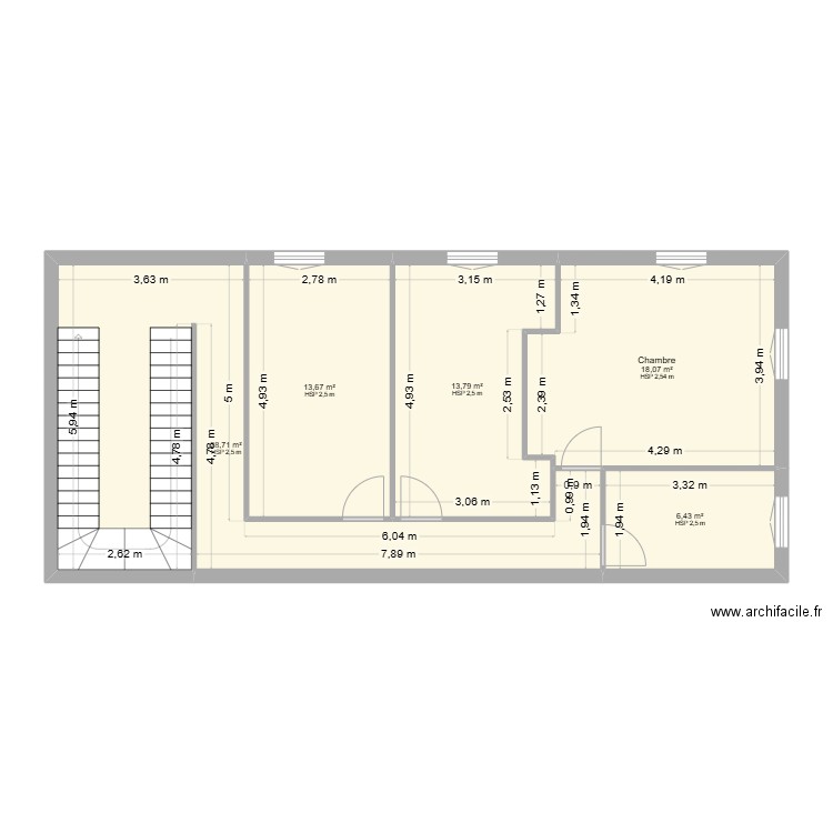 BERTHIER.VERON ETA. Plan de 5 pièces et 81 m2