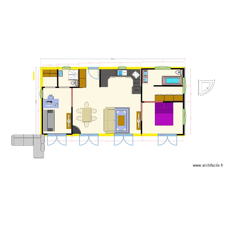 CHALET BLANC . Plan de 4 pièces et 97 m2