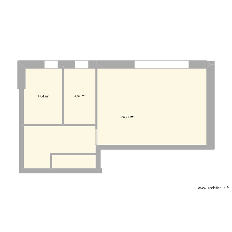 appartement Tanneur. Plan de 3 pièces et 33 m2