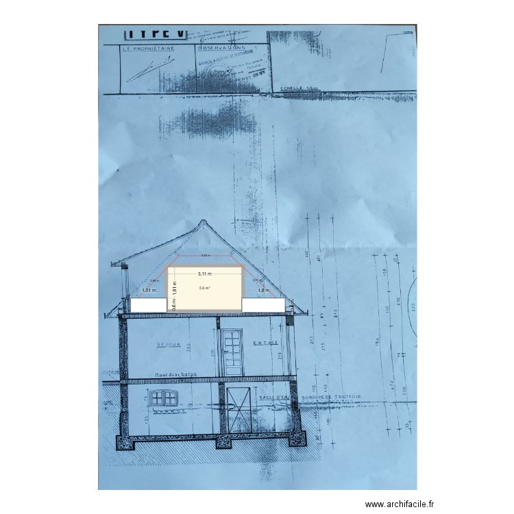 6AA_COUPE_A. Plan de 1 pièce et 6 m2
