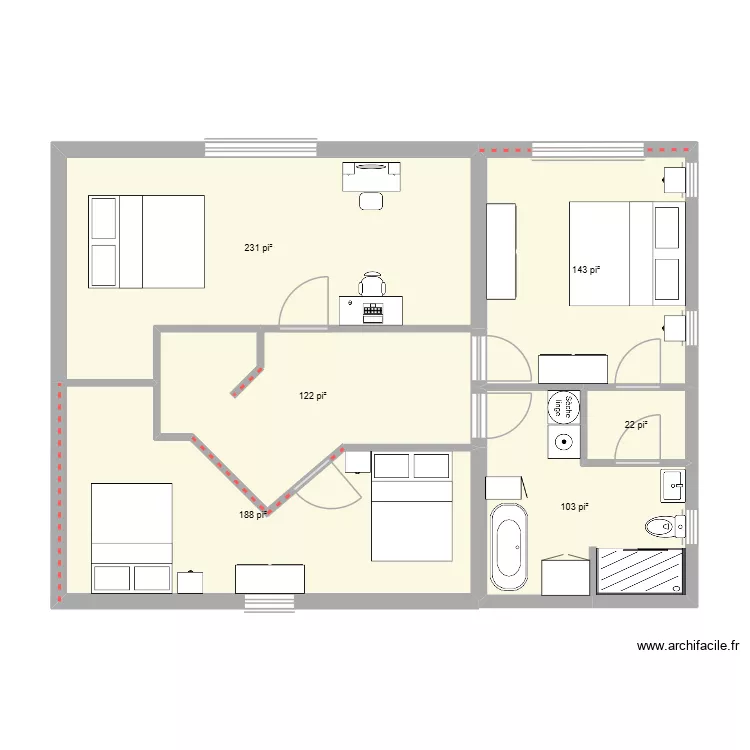 CHALET HAUT. Plan de 6  et 75 m²