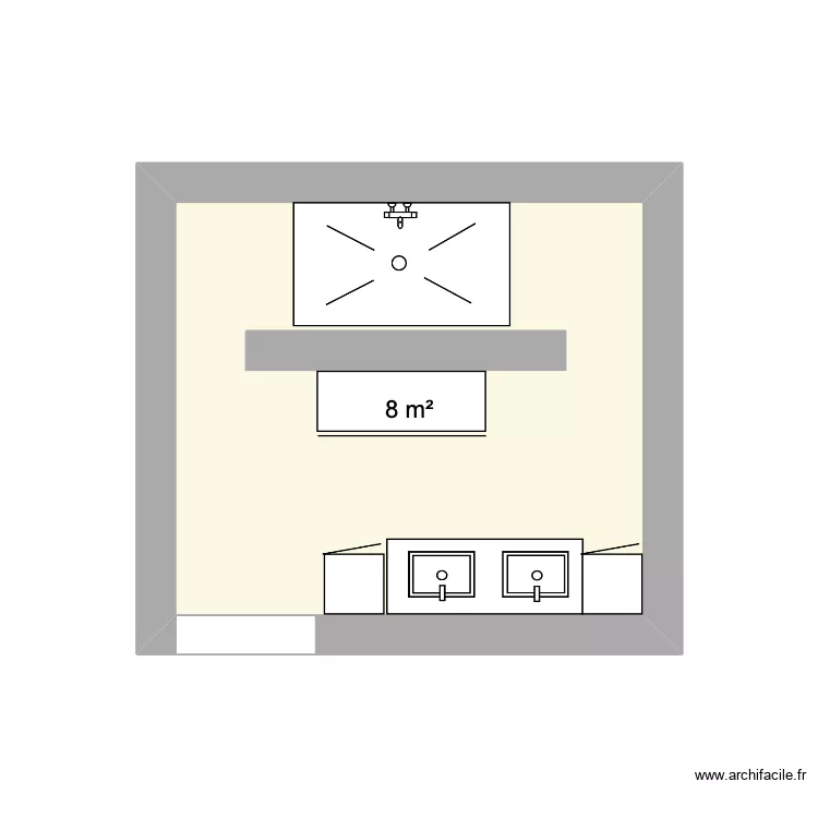 salle de bain. Plan de 1  et 8 m²