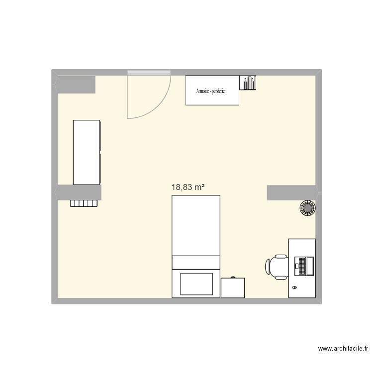chambre noémie. Plan de 1 pièce et 19 m2