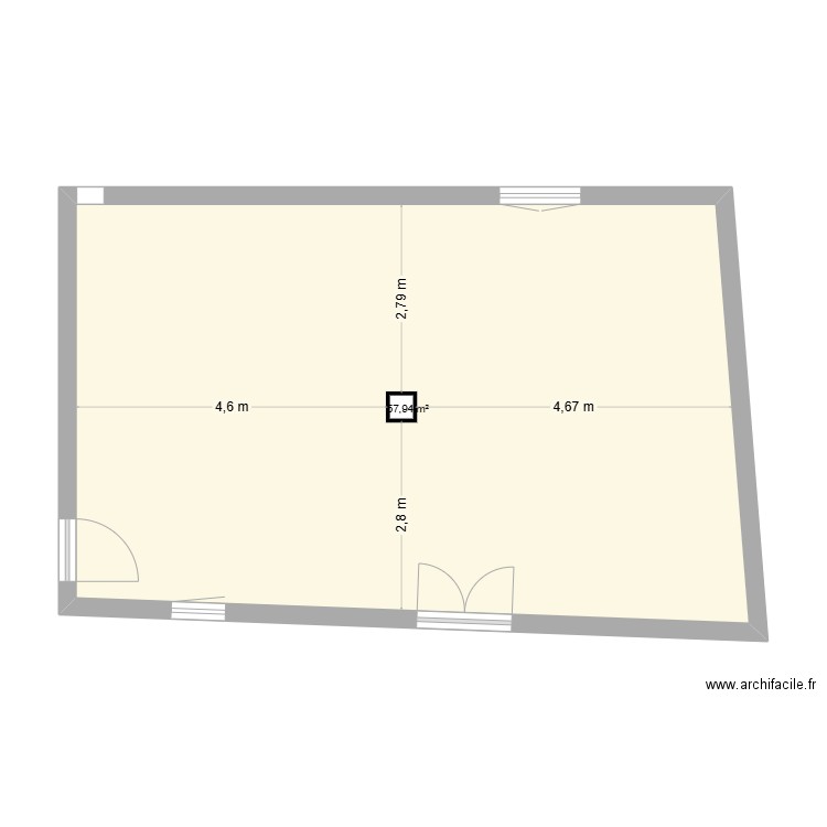 PLAN GRANGE V2. Plan de 1 pièce et 58 m2