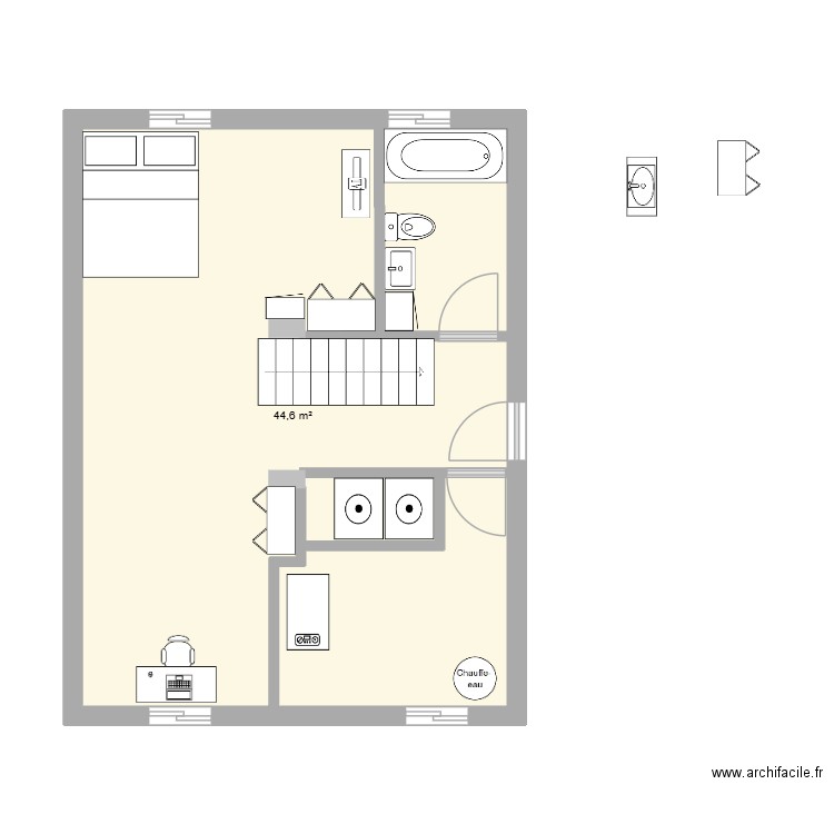 s-sol st lambert-option final retenue. Plan de 1 pièce et 45 m2