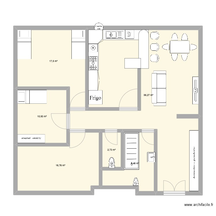 mon projet. Plan de 6 pièces et 113 m2
