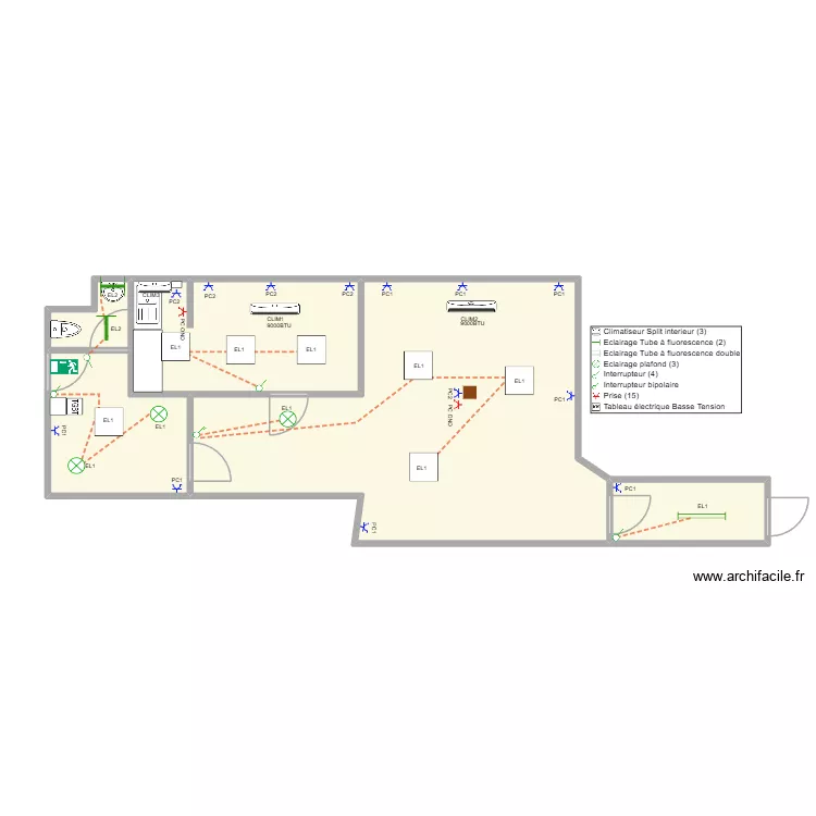 sci moux. Plan de 5  et 56 m²