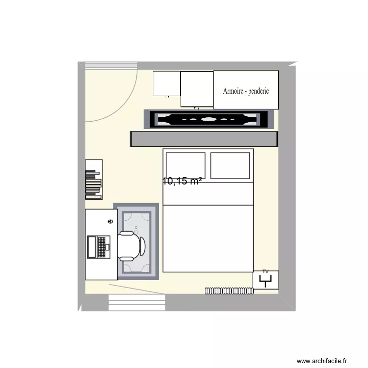 Chambre clement. Plan de 1  et 10 m²