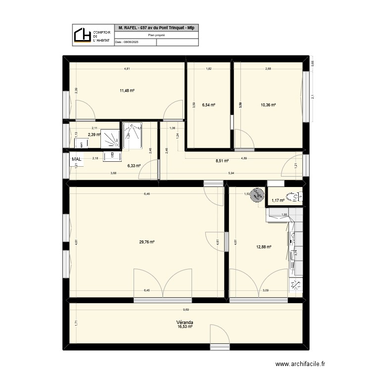 RAFEL V2 - plan projeté. Plan de 10 pièces et 106 m2