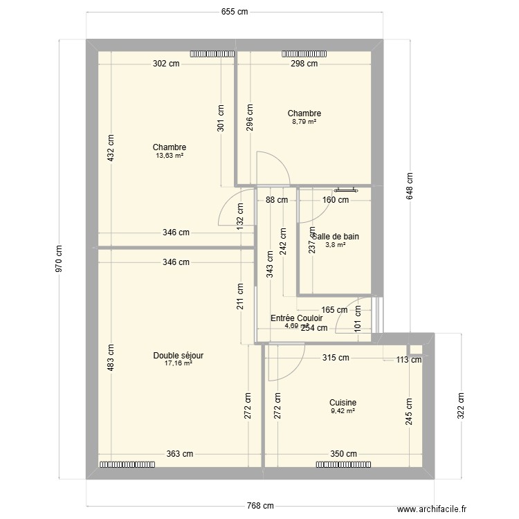 4 eme appartement - Carriere. Plan de 7 pièces et 58 m2
