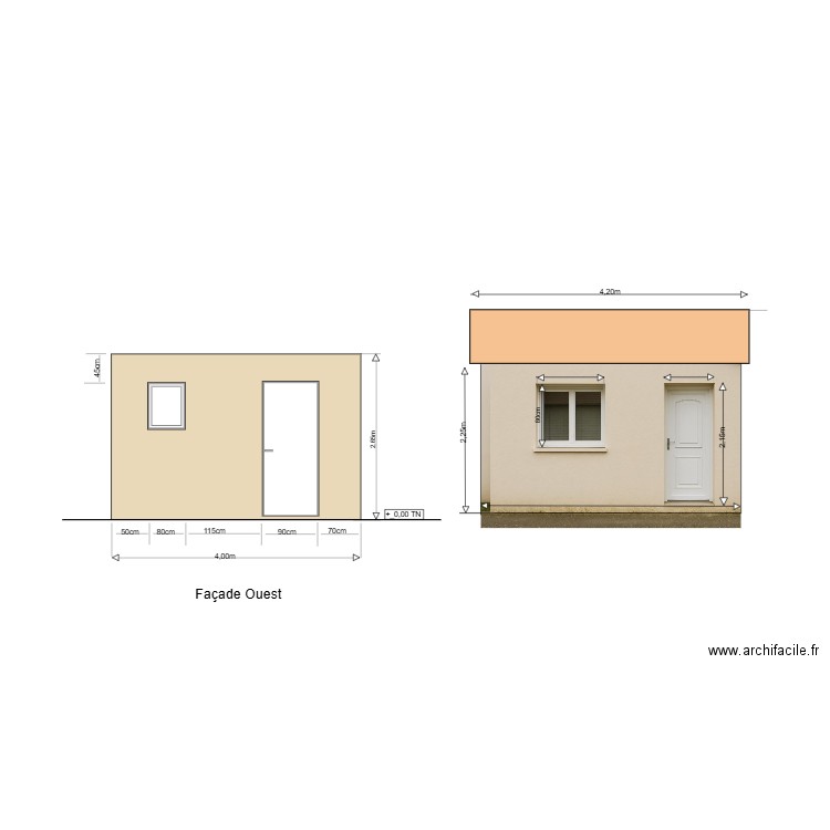 Façade Ouest. Plan de 0 pièce et 0 m2