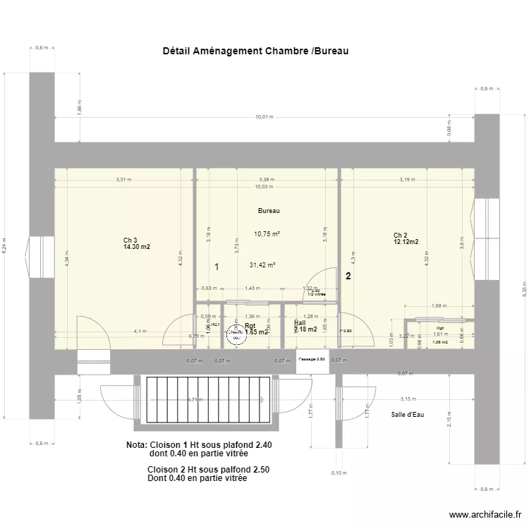 Am&eacute;nagement Bureau : chambres Modif. Plan de 