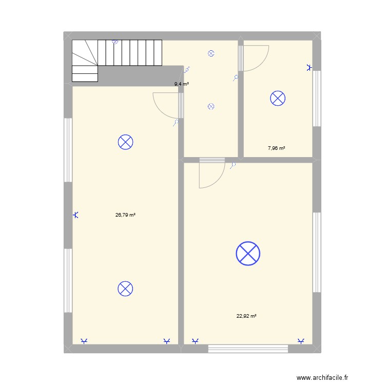 PS2_deuxième étage. Plan de 4 pièces et 67 m2