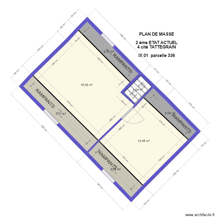 TATTEGRAIN plan de masse 2 EME étage  ETAT ACTUEL  2. Plan de 7 pièces et 37 m2