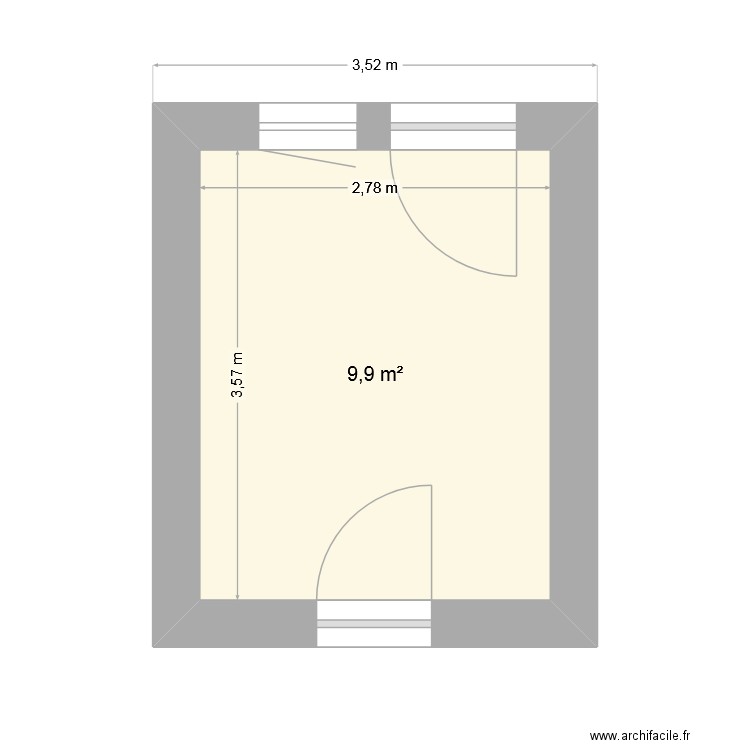 lingerie. Plan de 1 pièce et 10 m2