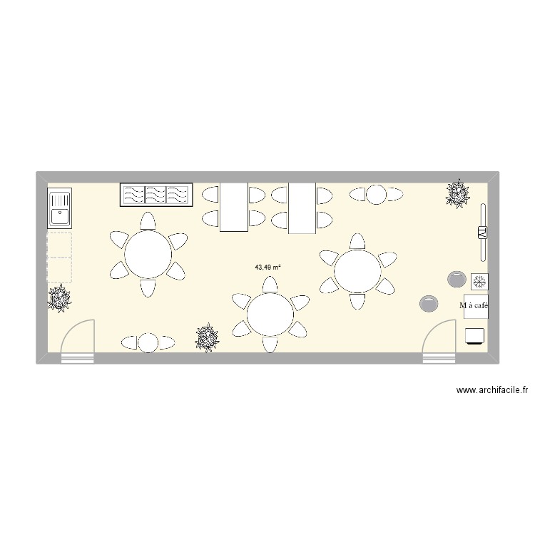 salle de pause 1. Plan de 1 pièce et 43 m2