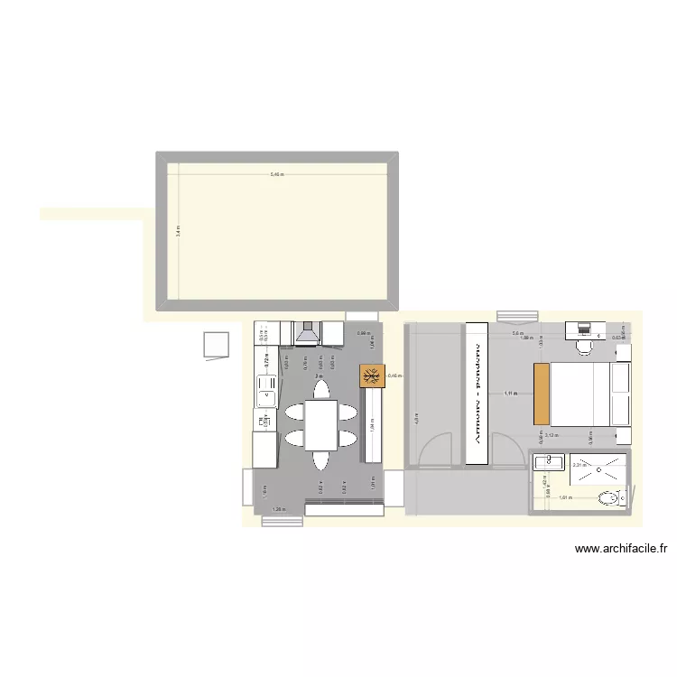 agrandissement maison2. Plan de 4  et 64 m²
