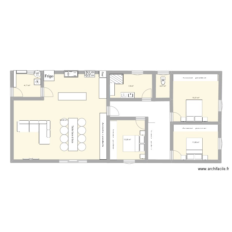 House project. Plan de 7 pièces et 105 m2