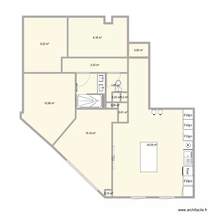 Evry 3 3 studios. Plan de 