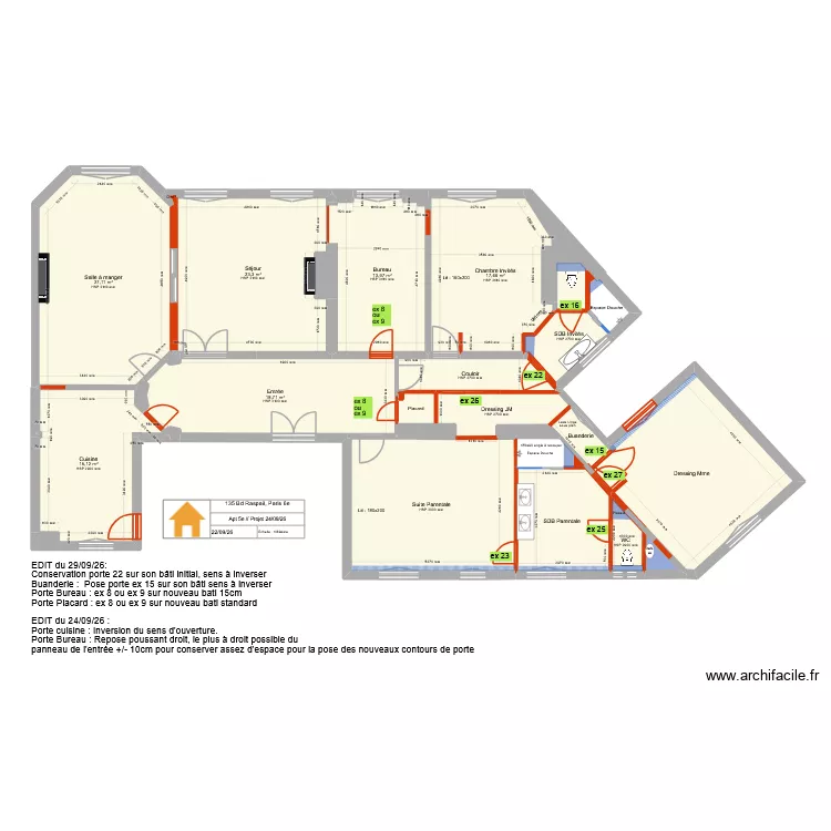 135 Raspail 5e Projet 290926 Nouvelles portes. Plan de 32 Pièces et 196 m² 135 Raspail 5e Projet 290926 Nouvelles portes. Plan de 32 Pièces et 196 m²