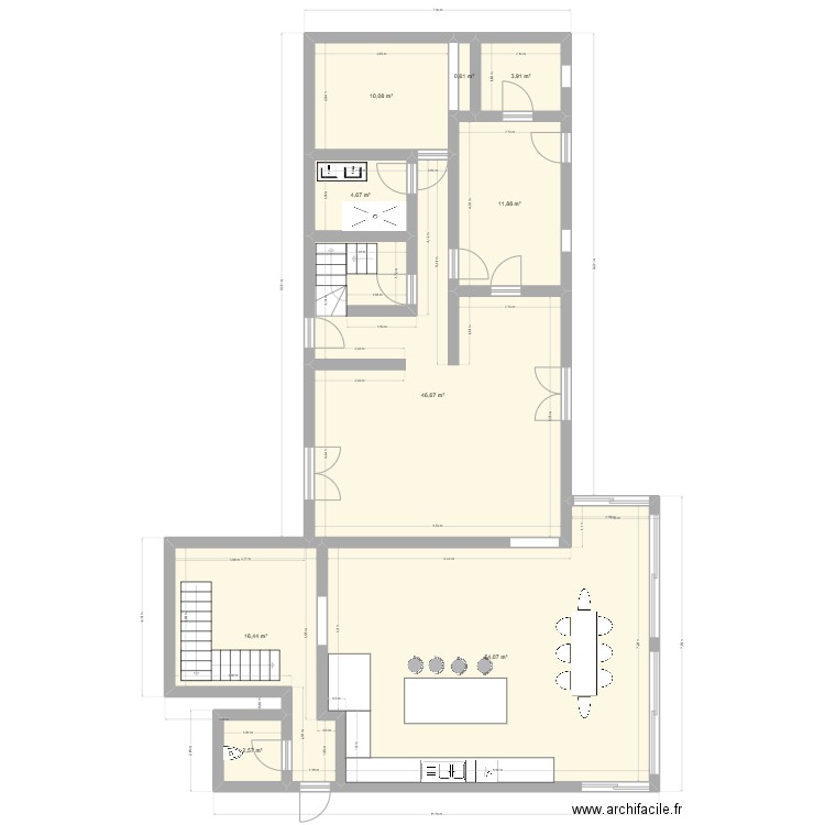 Cuisine. Plan de 9 pièces et 151 m2