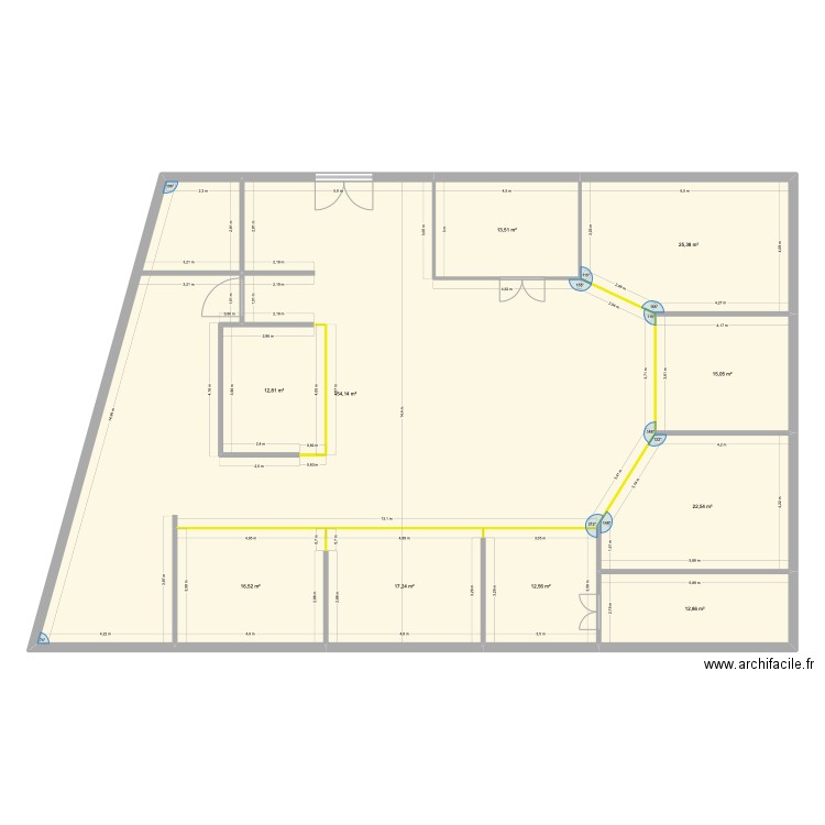 Barbey v1. Plan de 3 pièces et 303 m2