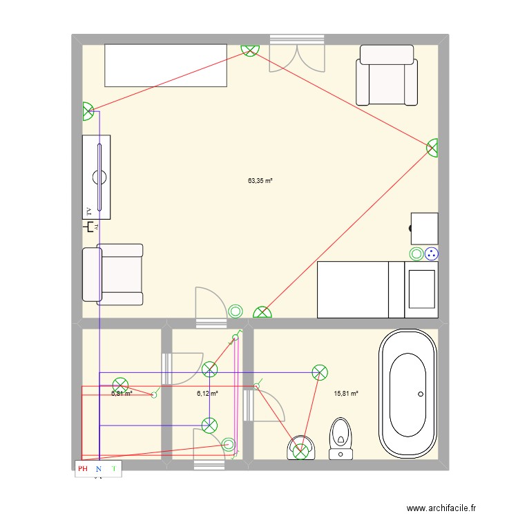 remédiation 2. Plan de 4 pièces et 92 m2