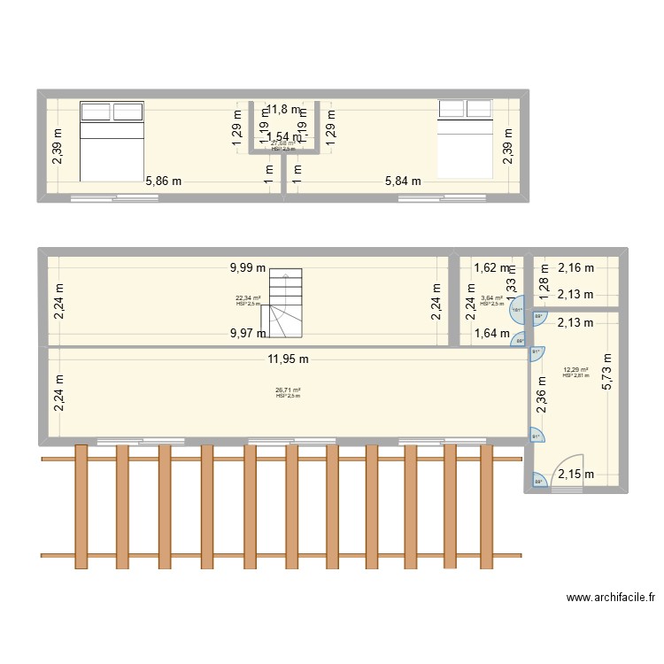 VITERBE 3. Plan de 5 pièces et 93 m2