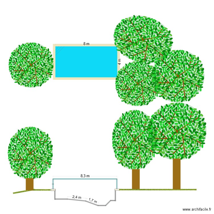 Baziege-525-CoupePiscine. Plan de 0 pièce et 0 m2
