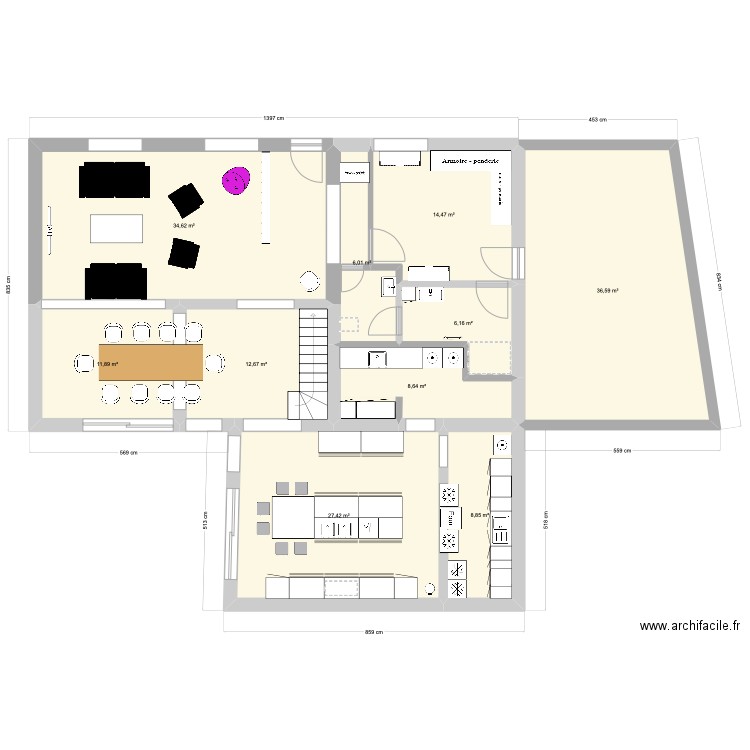 plan rez. Plan de 10 pièces et 167 m2