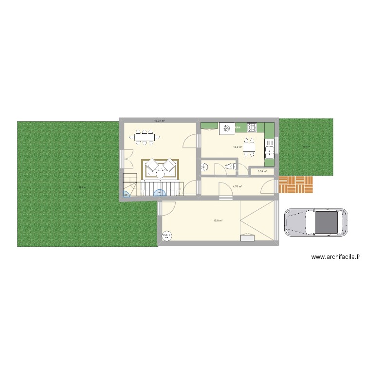 Location 2. Plan de 5 pièces et 52 m2