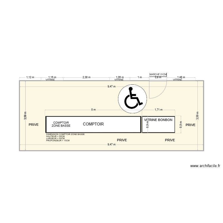 BOULANGERIE OUNNARD. Plan de 1 pièce et 34 m2