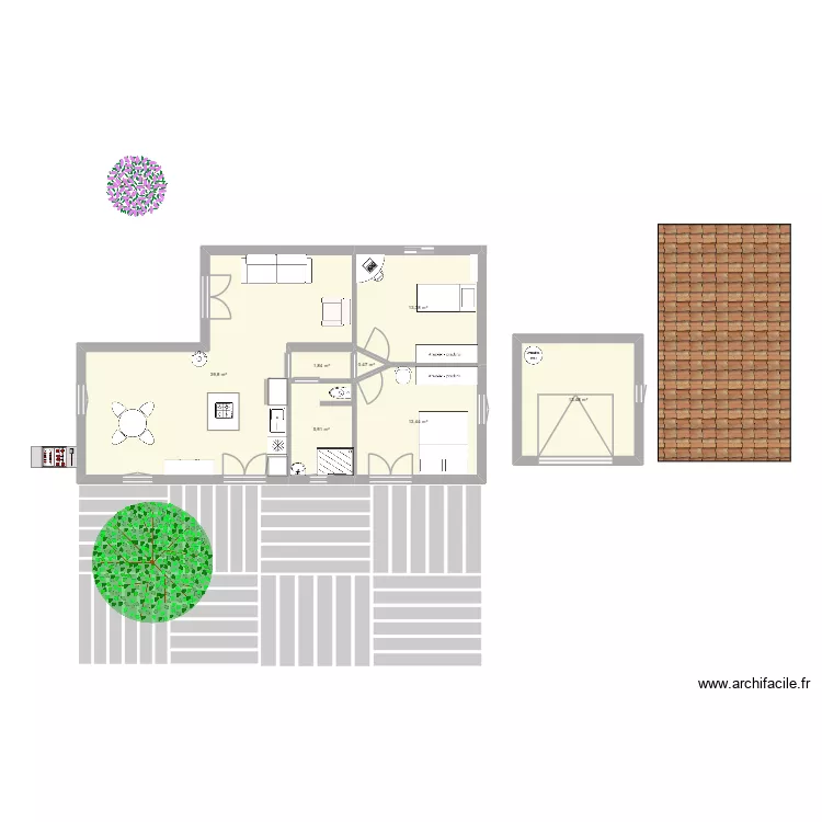 chamaret. Plan de 7 pièces et 88 m²