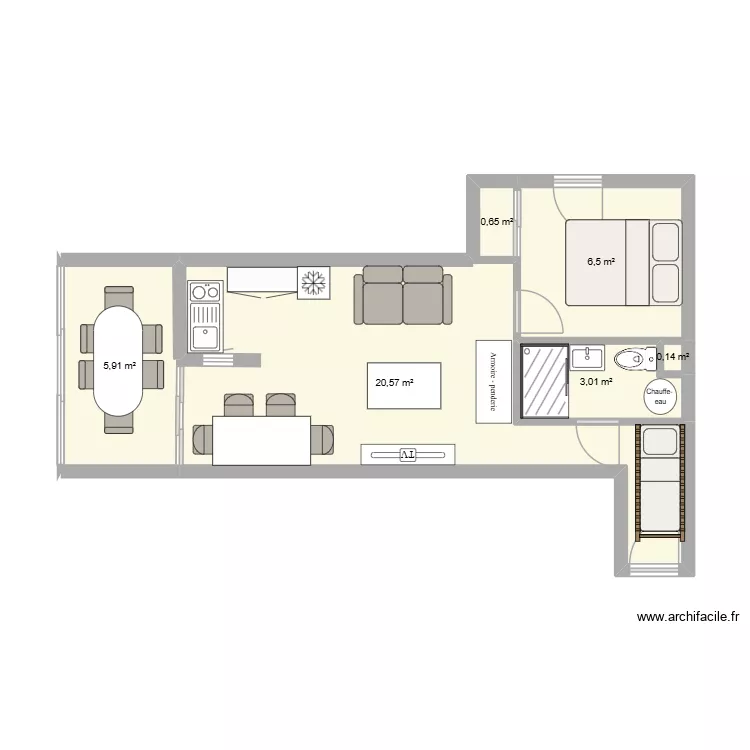 DIXIE 4. Plan de 6 Pièces et 37 m²