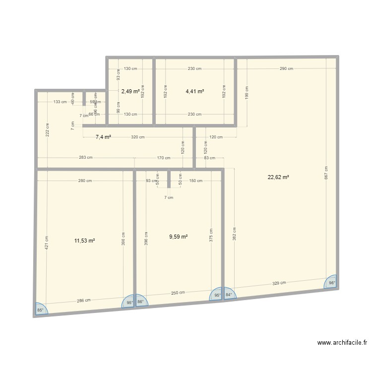 Appt. Plan de 6 pièces et 58 m2