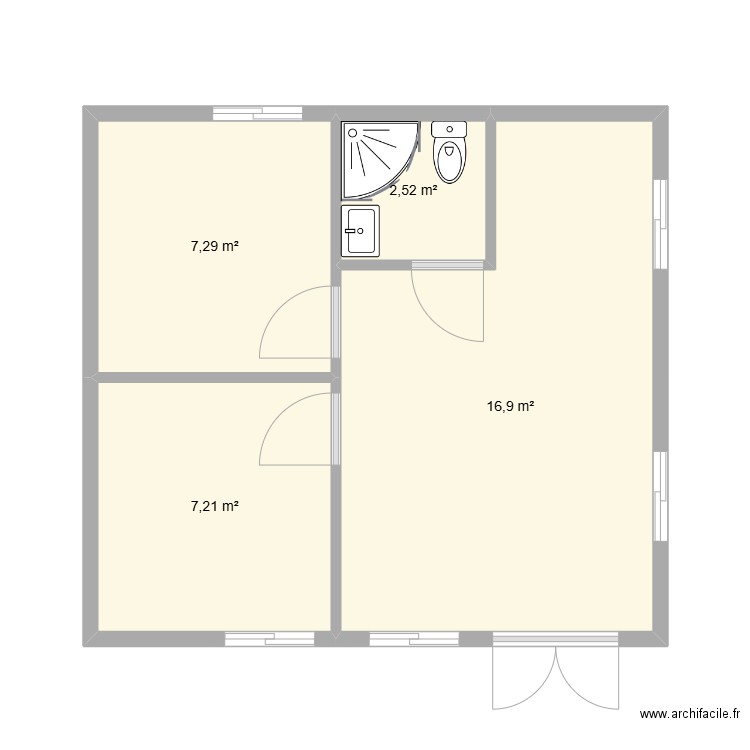bungalow 39 m² CEIM. Plan de 4 pièces et 34 m2