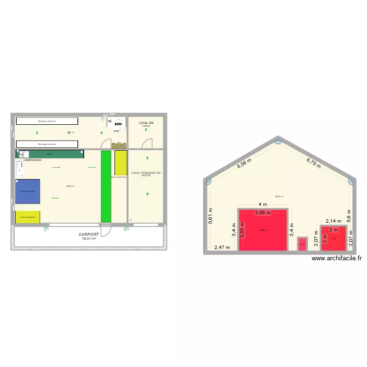 LOCAL EXTINCTEUR. Plan de 9  et 202 m²