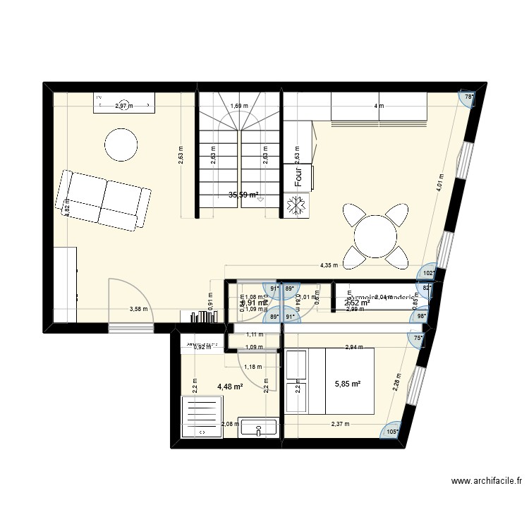 bilbao peyrehorade. Plan de 7 pièces et 79 m2