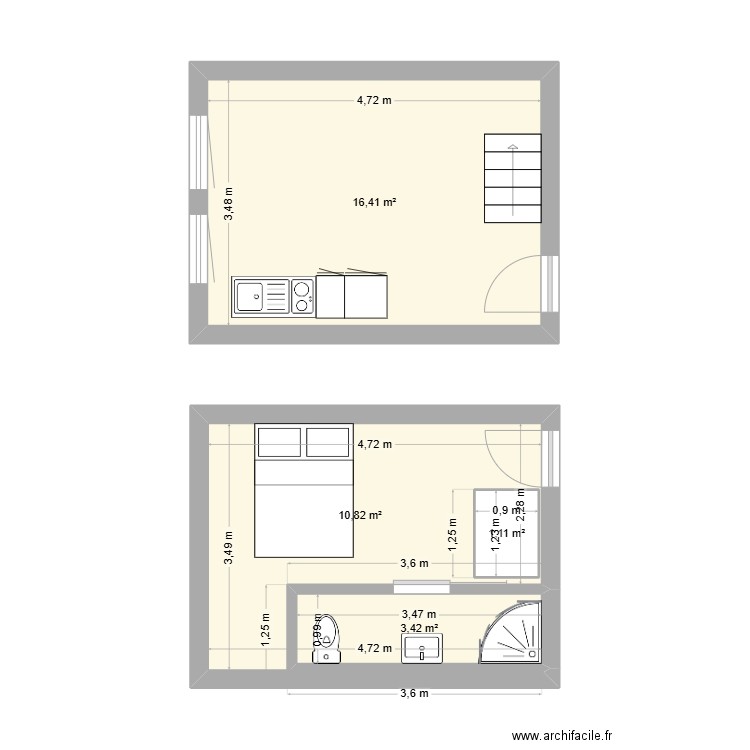 Appartement 1. Plan de 4 pièces et 33 m2