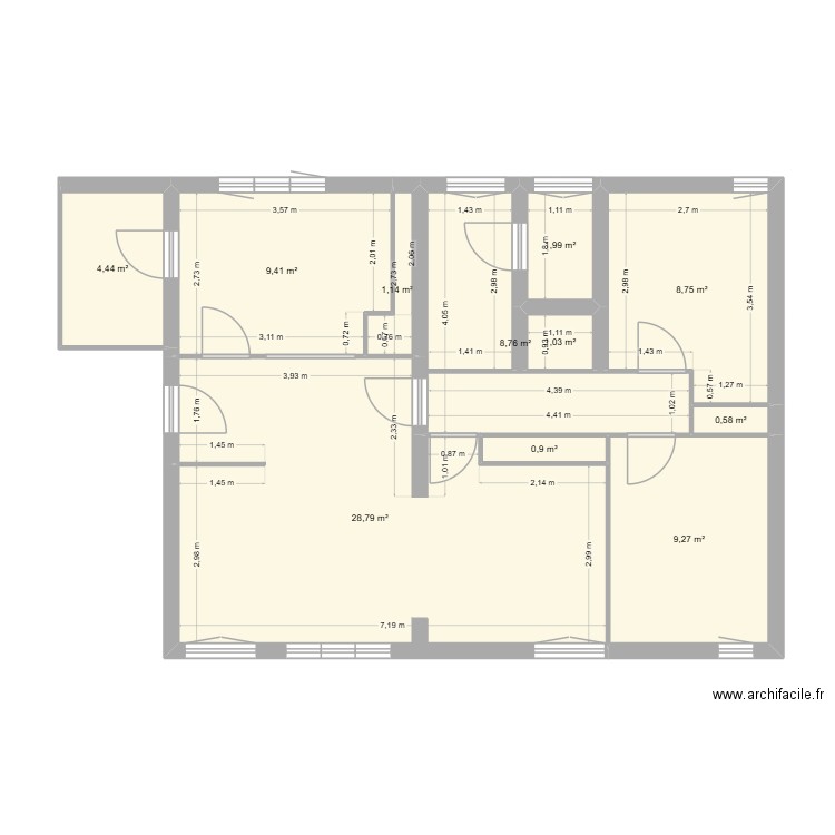 projet appart 2. Plan de 11 pièces et 75 m2