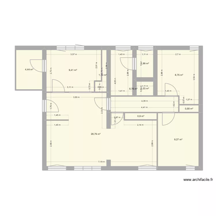 projet appart 2. Plan de 11  et 75 m²