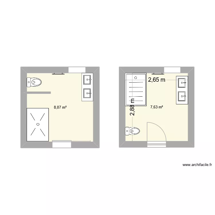 Brulebois roche la moliere. Plan de 2 pièces et 16 m²