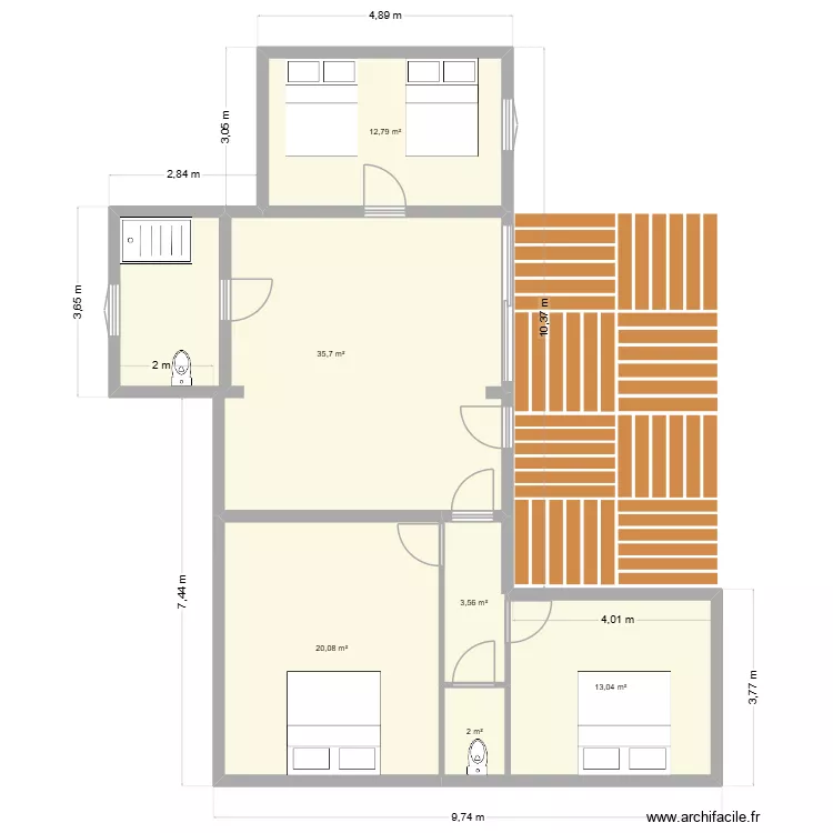 Chosendo. Plan de 6 et 87 m² Chosendo. Plan de 6 et 87 m²