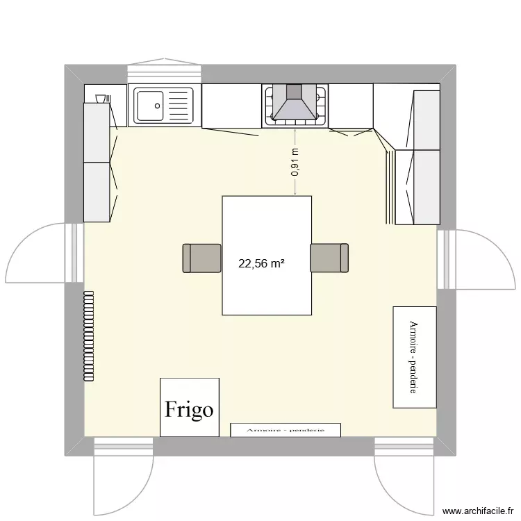 Cuisine maison Houdreville. Plan de 1 Pièce et 23 m² Cuisine maison Houdreville. Plan de 1 Pièce et 23 m²