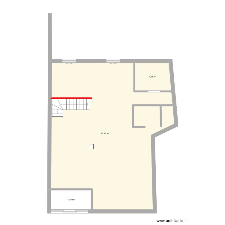 Etage. Plan de 3 pièces et 86 m2