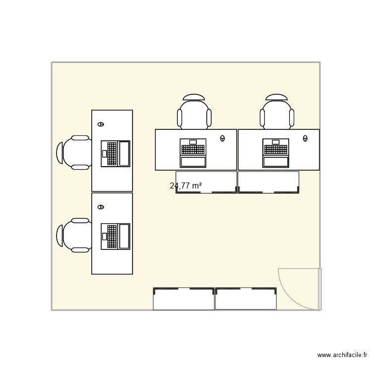 Bureaux RH France. Plan de 1 pièce et 25 m2