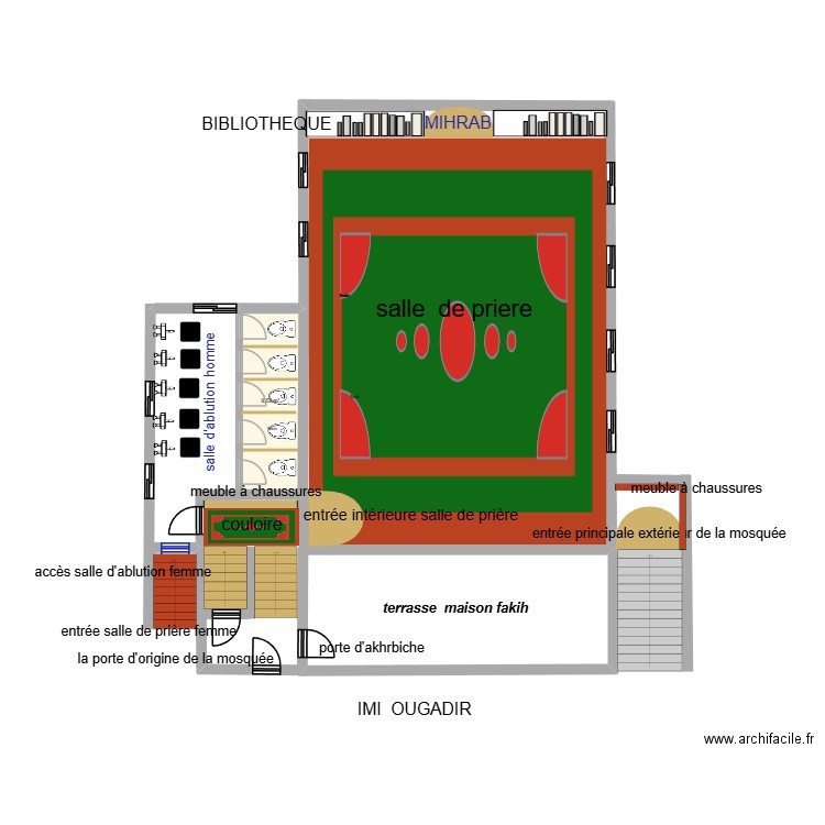 mosquee  5. Plan de 1 pièce et 9 m2
